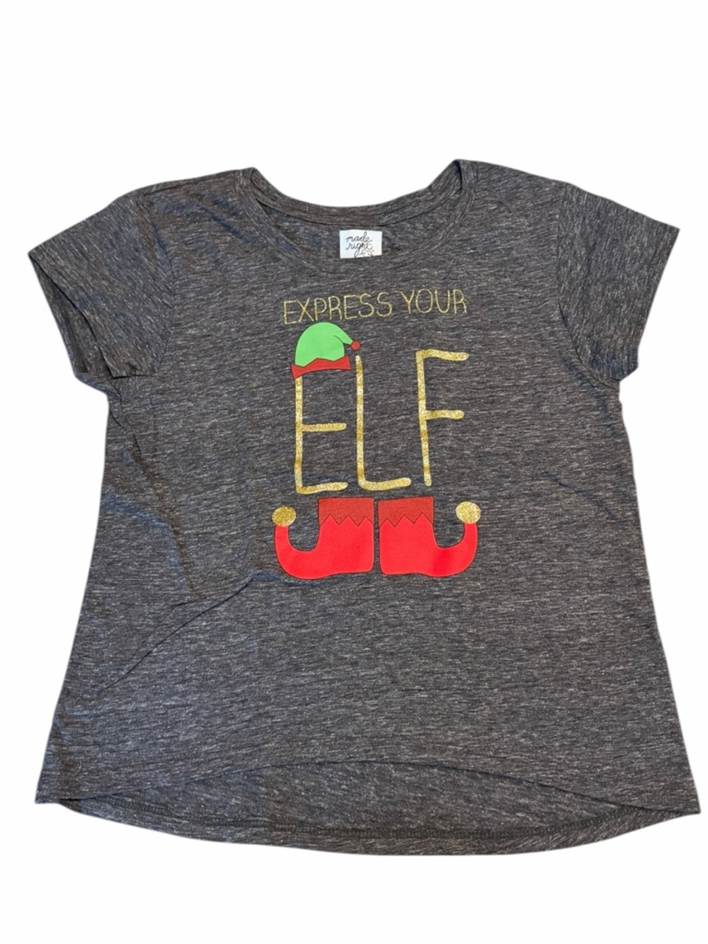 Made Right “Express Your Elf” Christmas T-Shirt XL Gray Holiday Graphic Tee